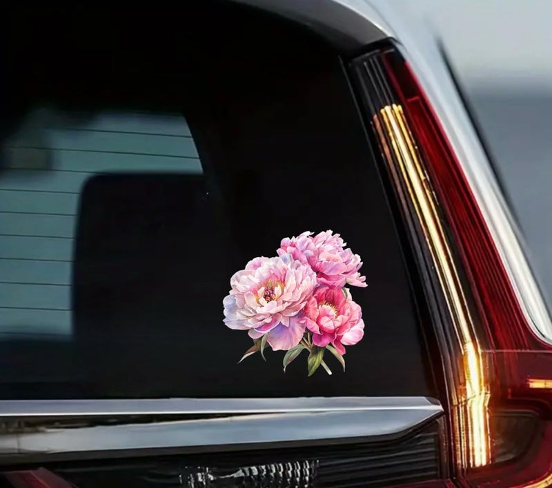 MAKTEM Watercolor Peony Flower Decal  Floral Vinyl Removable Elegant Sticker  Decorative Peony Decal for Auto  Bumper  Trunck  Window  Pink Peonies (Pink) - Image 3